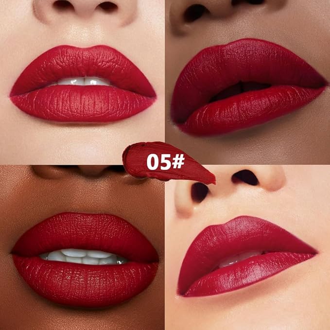 Ruby Red Matte Creamy Lipstick for Women, Longwear Lips Gloss Face Paint Stick, Lip Stick Stain Long Lasting Waterproof Effortless Application Full Coverage Velvet Gloss for Party Halloween Makeup 05