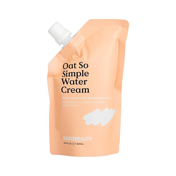 KraveBeauty Oat So Simple Water Cream Refill, Enriched With Oat & Squalane To Soothe & Lock In Moisture, Everyday Moisturizer, For All Skin Types, Vegan & Cruelty Free, 6.76 fl oz