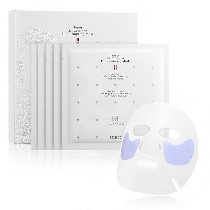 FLYODE Syn-Ake 2-in-1 Eye & Face Masks Skincare, 100nm Collagen Face Mask for Improves Cheek Contour, Anti-Wrinkle and Firming, Infused with Birch Sap, Water-Free Korean Face Mask Sheet, 5sets