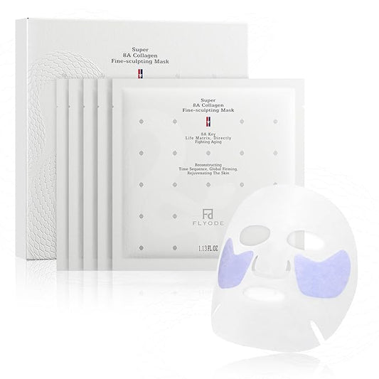 FLYODE Syn-Ake 2-in-1 Eye & Face Masks Skincare, 100nm Collagen Face Mask for Improves Cheek Contour, Anti-Wrinkle and Firming, Infused with Birch Sap, Water-Free Korean Face Mask Sheet, 5sets