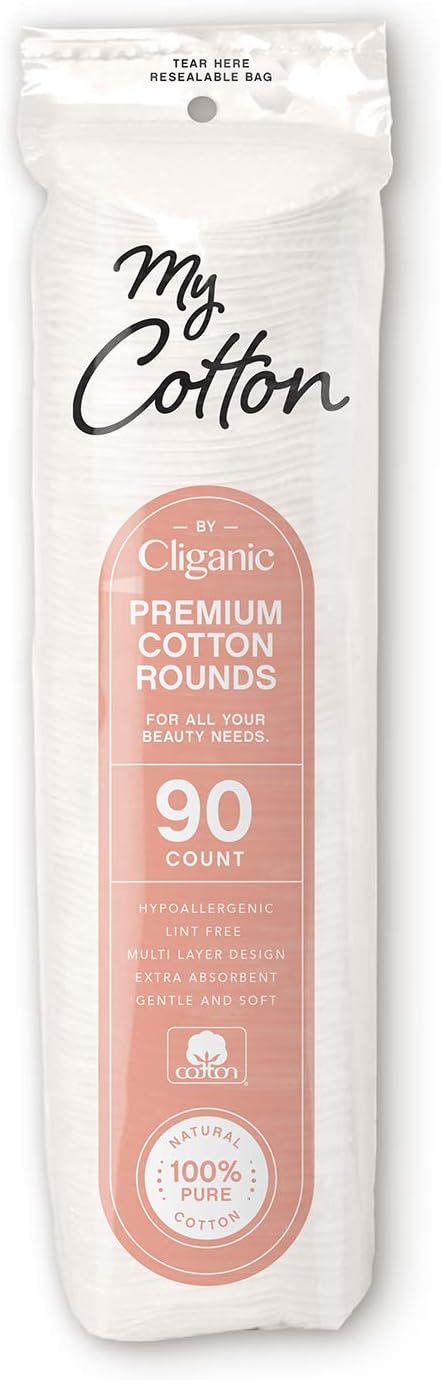My Cotton Premium Rounds Bulk (1080 Count) | Makeup Remover Pads, Hypoallergenic, Lint-Free | 100% Pure Cotton