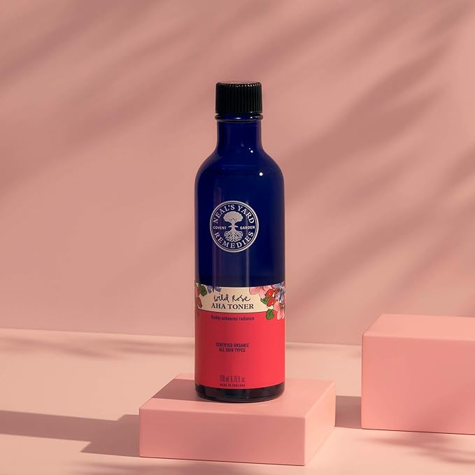Neal's Yard Wild Rose AHA Toner, Hydrates, Renews & Refines, Gentle & Effective for Sensitive Skin, Vegan Approved & Cruelty-Free, 200mL