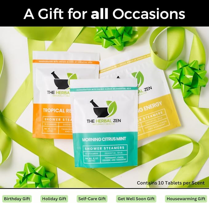 Bulk Shower Steamers with Essential Oils Combo Set by The Herbal Zen (3 Packs of 10 Tablets, Value Set), Bulk Shower Bombs, Relaxation Gift for Women and Men, Birthday Gifts, Mothers Day Gift