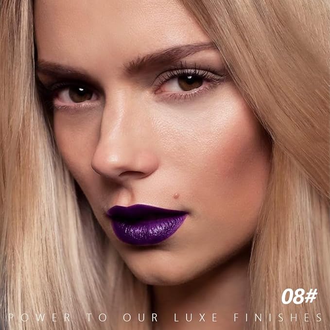 Dark Purple Blue Matte Creamy Lipstick for Women, Longwear Lip Gloss Face Paint Stick, Lip Stick Stain Long Lasting Waterproof Easy Application Full Coverage Velvet Gloss for Party Halloween Makeup 08