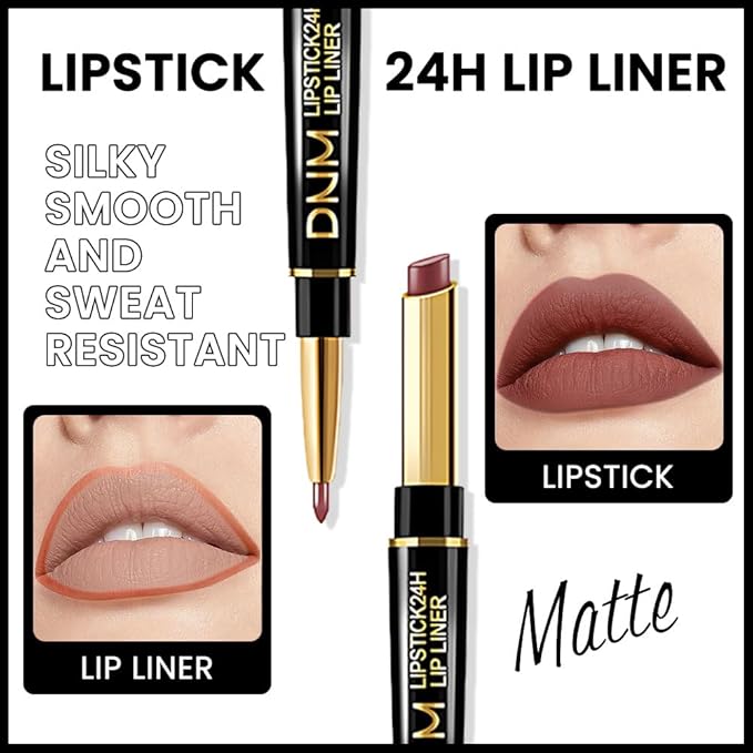 evpct 1Pcs Matte Lip Liner and Lipstick Combo Set Kit for Women, Magic Neutral Lipsticks 24 Hours Original Lipstick and Lips Liner Pencil Stain Gloss Makeup Long Lasting Waterproof, 33# MORE TAUPE