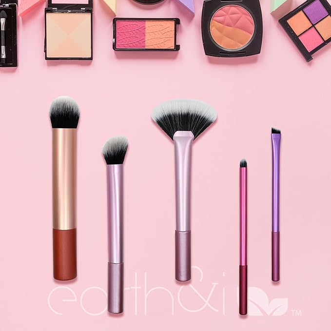 Earth & I 5 Makeup Brush Set, Makeup Brush Set for Eyeshadow, Cosmetic Brushes, Eyeshadow Brushes, Foundation Applicators, Make Up Applicators