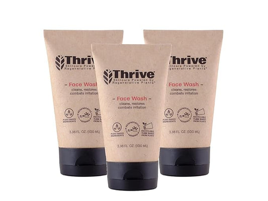 Thrive Natural Care Face Wash Gel for Men & Women - Daily Facial Cleanser with Anti-Oxidants & Unique Natural Ingredients for Healthier Skin Care - Vegan, Pack of 3