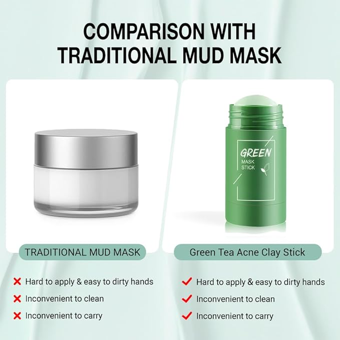 2Pcs Clay Mask For Face, Blackhead Remover For Face, Deep Pore Cleansing, Moisturizing, Skincare Facial Mask for Refining Pores and Controlling Oil (A03#2Pcs Green Tea)
