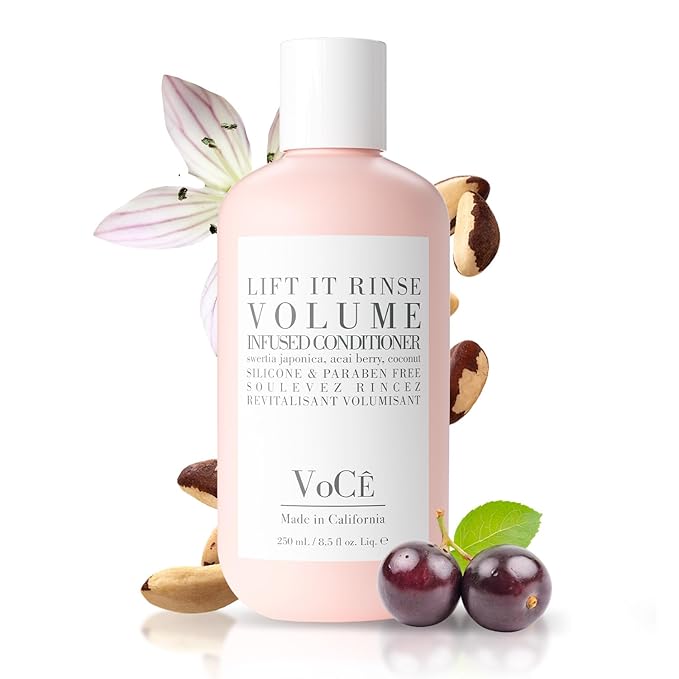 VoCÊ Natural Volume Conditioner for Fine to Medium Hair | Anti-Frizz, Shine Enhancing, Non-Toxic, Cruelty-Free, Vegan with Olive Fruit Oil, Swertia Japonica, Acai Berry, and Coconut (8.5 oz | 250 ml)