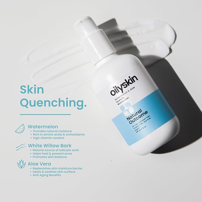 Oily Skin Moisturizer | Oil Free Daily Facial Moisturizer Gel w/Hyaluronic Acid | Watermelon & Aloe Vera Hydrating Face Lotion | Non-Greasy Lotion for Oily Skin Types | 4 oz by Natural Outcome