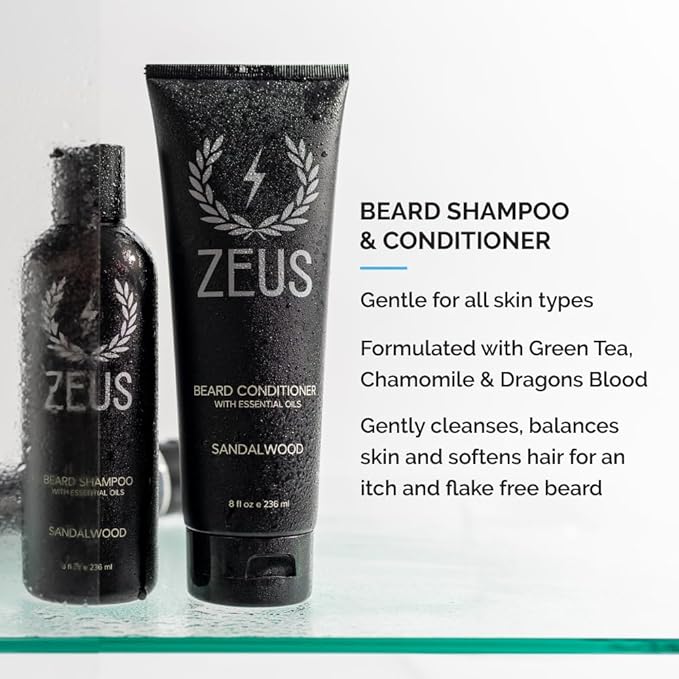 ZEUS Deluxe Men’s Beard Care Gift Set – Luxury Holiday Grooming Kit with Wash, Oil & Brush, Perfect Present for Husband, Dad or Boyfriend (Vanilla Rum)