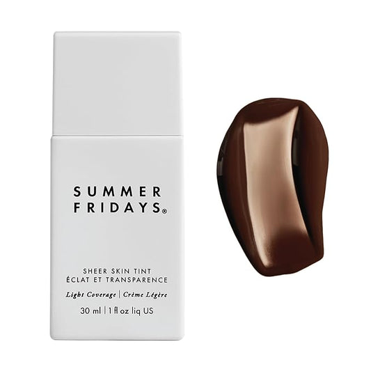 Summer Fridays Sheer Skin Tint - Skin Tint with Hyaluronic Acid - Helps Diminish Uneven Skin Tone - Sheer to Light Coverage - Shade 10 - Rich Deep with Neutral Undertones (1 Fl Oz)