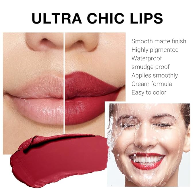 evpct Ruby Red Matte Creamy Lipstick for Women, Long Lasting Waterproof Velvet Lipstick, Lip Stick Crayon Buildable Blendable Creamy Color, Longwear Lip Makeup Cruelty-free 24 hours original labios 05