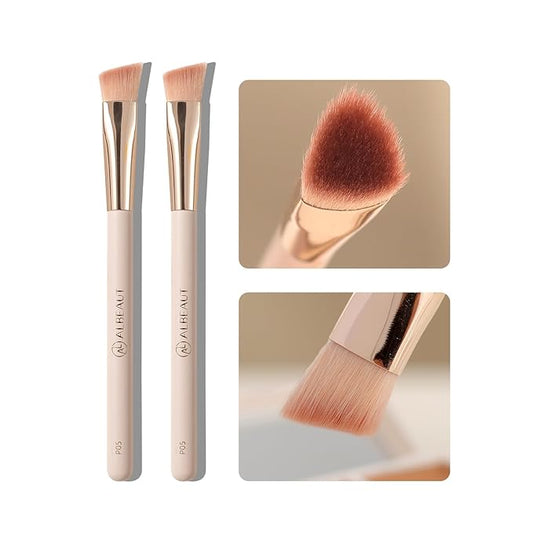 Angled Under Eye Concealer Brush for Liquid Cream Powder Brightening Concealer Trangle Small Nose Contour Foundation Makeup Brush 2-Pack