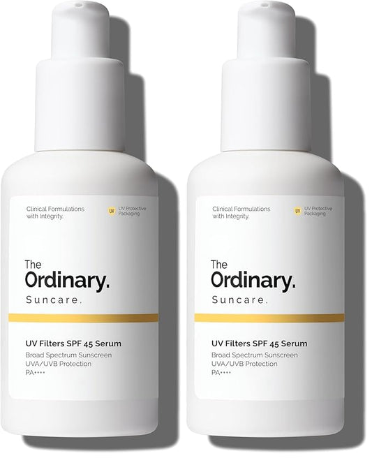 The Ordinary UV Filters SPF 45 Serum Sunscreen for Face, Lightweight Hydrating Broad-Spectrum Sunscreen, UVA/UVB Protection, Non-Comedogenic, No White Cast, 2 Fl Oz (Pack of 2)