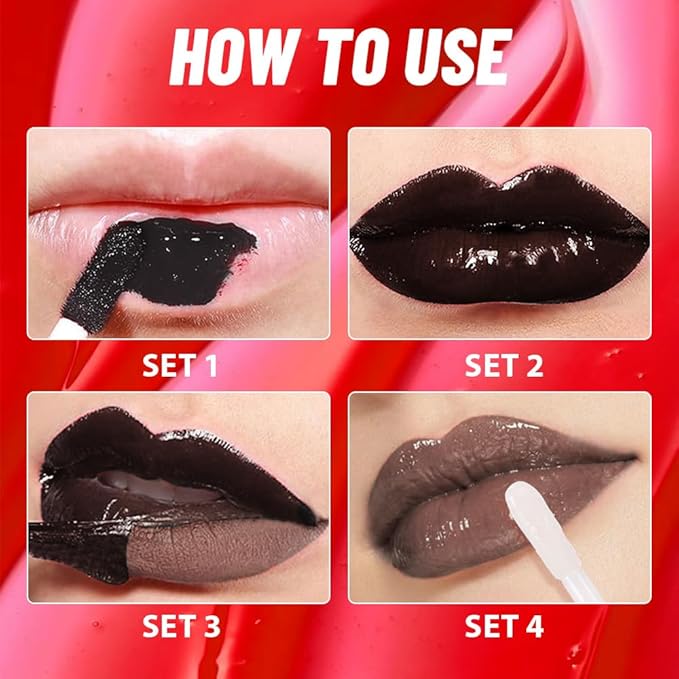 Brown Lip Stain Peel off Lip Oil Dual Ended Combo Set, 2 in 1 Lips Liner Stain Oil Peel off Long Lasting Waterproof, High Pigmented Flawless Lips Tint Stick Not Faded Vegan & Cruelty-free 06#