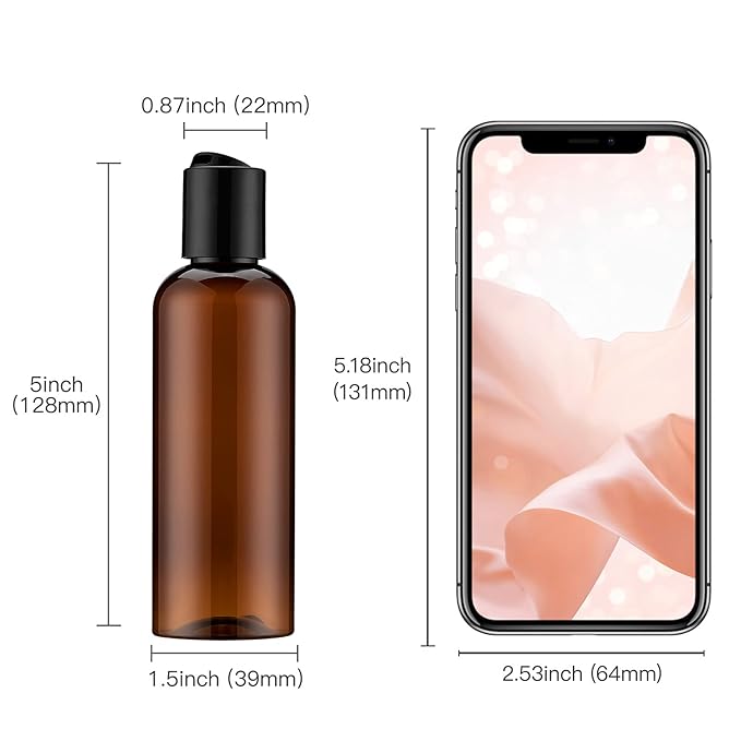 Travel Bottles for Toiletries 3.4 oz - Travel Size Containers for Shampoo Plastic - Small Empty Lotion Squeeze Bottle for Liquid TSA Approved - Leak Proof Mini Conditioner Refillable Amber 100ml