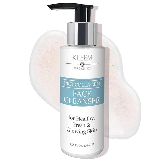 Kleem Organics Pro-Collagen Glycolic Acid Face Wash with Salicylic Acid - Organic Face Cleanser for Women & Men to Unclog Pores & Improve Skin Tone and Texture - Gentle Exfoliating Face Wash - 4.05 oz