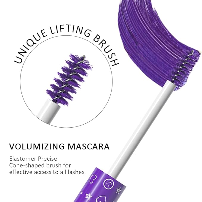 Purple Lash Mascara Waterproof Purple Long lasting Charming Voluminous Cruelty Free Vegan Purple Eye Makeup