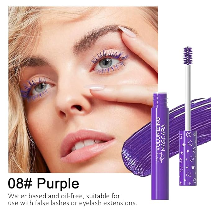 Purple Lash Mascara Waterproof Purple Long lasting Charming Voluminous Cruelty Free Vegan Purple Eye Makeup