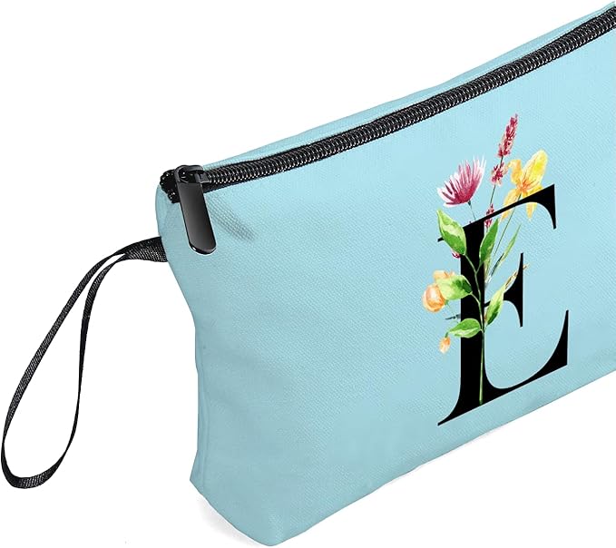 Women Birthday Unique Bride to be Bridal Shower Initial Gifts for Mom Sister Friend Her Teacher Aunt Makeup Cosmetic Bag with Mirror Mothers Day Christmas Graduation E