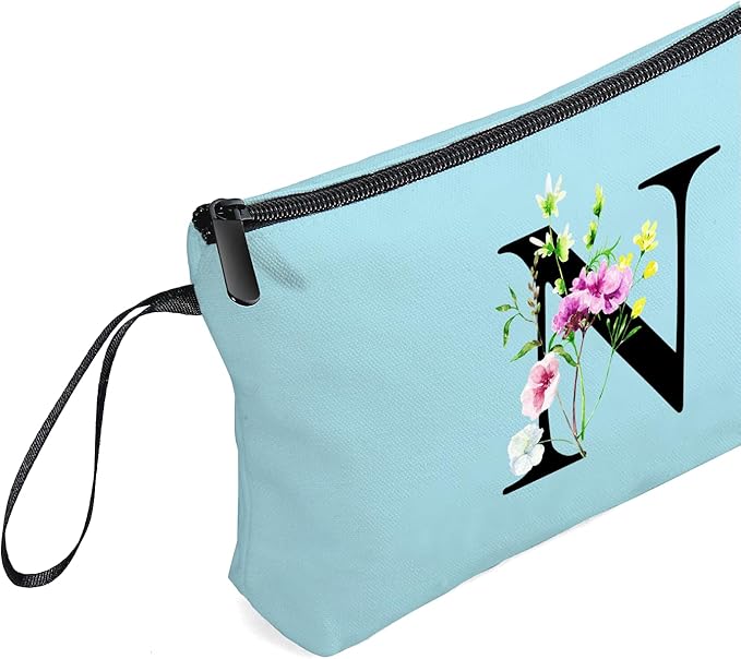 Appreciation Initial Monogram Gifts for Sisters from Sister Employees Team Bride Womens Unique Mom Personalized Makeup Cosmetic Bag with Mirror Mothers Day Christmas Graduation N