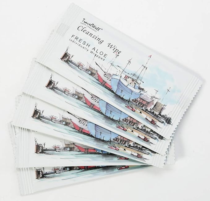 Travel Well Makeup Remover Wipes - 500 Count Pack, Individually Wrapped, Fresh Aloe - Makeup Wipes for Sensitive Skin & Travel Essentials