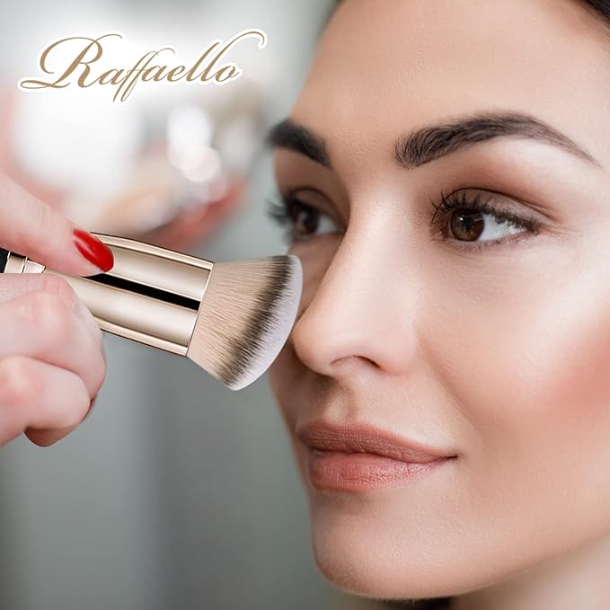 Makeup Brushes, Raffaello 3Pcs Foundation Brushes for Liquid Makeup, Professional Kabuki Foundation Brushes Set for Blending Liquid Cream Flawless Powder Cosmetics Buffing Stippling Concealer
