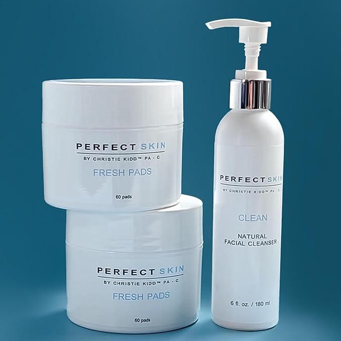 PERFECT SKIN BY CHRISTIE KIDD, Fresh + Clean Duo Perfect Skin by Christie Kidd, PA-C | Natural Face Cleanser & Exfoliating Pads Set | Clean, Soothe, and Refine Skin