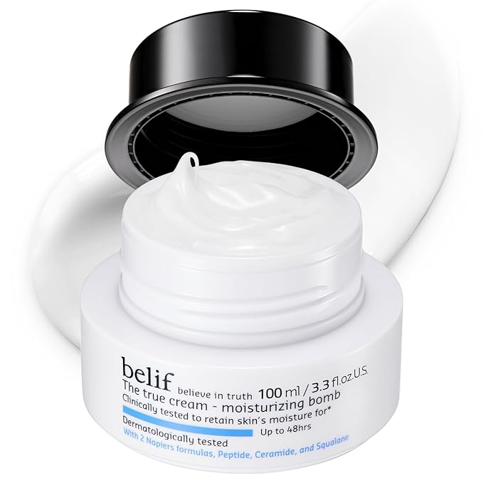 belif Moisturizing Bomb – Daily Ceramide Moisturizer with Peptide & Squalane, 48hr Hydration & Anti-Aging Cream, Milky & Lightweight, Restores Skin Barrier, Korean Skincare, 3.3 fl oz (100ml)