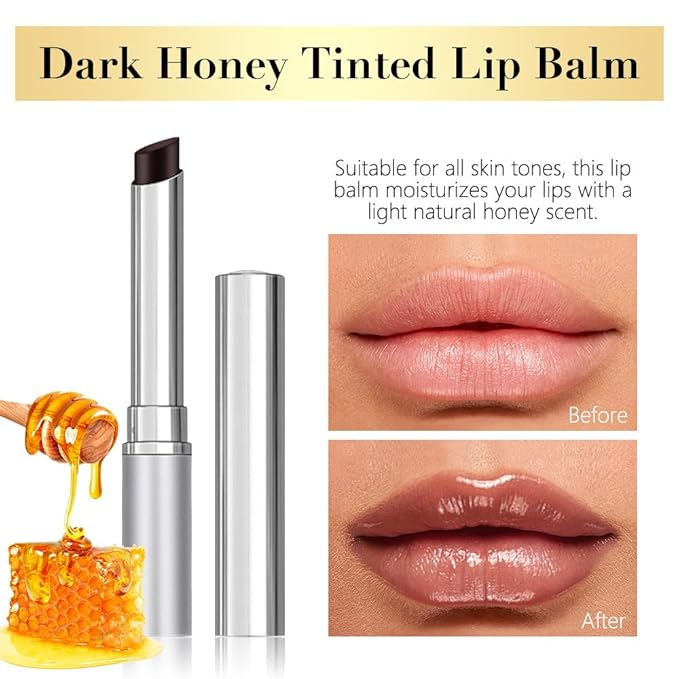 2Pcs Honey Lipstick Tinted Lip Balm, Sheer Hydrating Lip Stain for All Skin Tones, Natural Lightweight Lips Gloss Makeup for Women, Vegan & Cruelty-Free