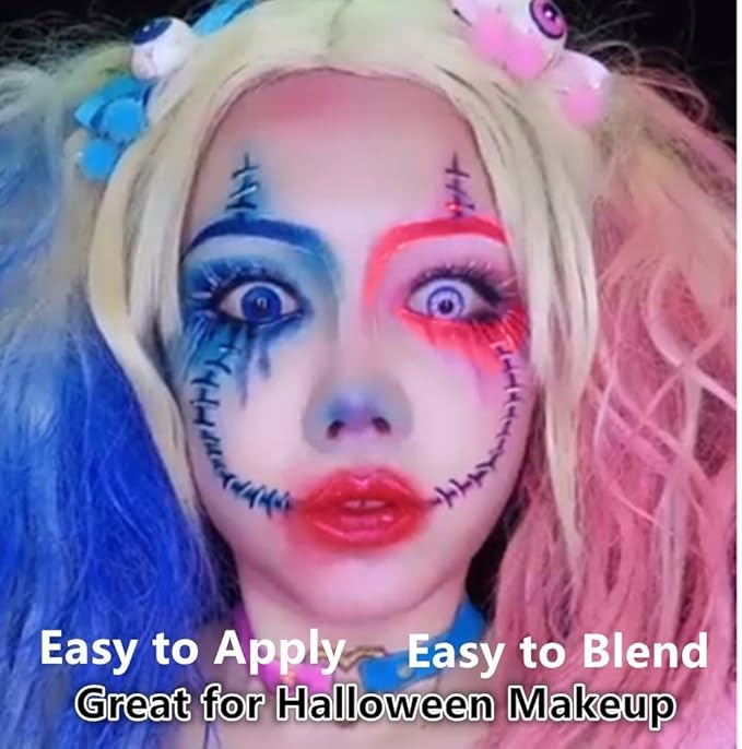 Go Ho 6 Colors Blue Face Body Paint,Cream Washable Formula Face Painting for Adults Children Halloween Cosplay,Body Paint FX Makeup Palette,Professional Face Paint Blue Makeup