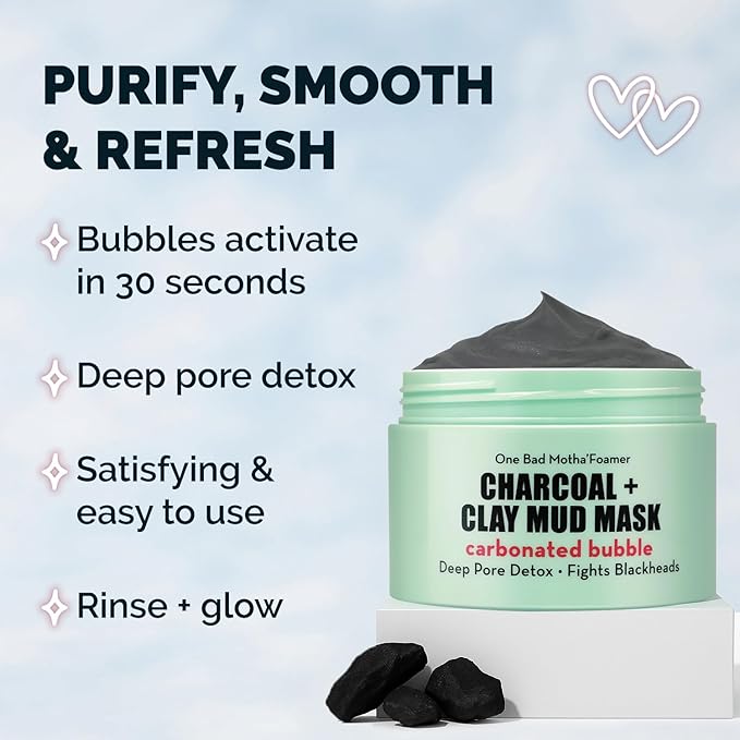 Elizabeth Mott Carbonated Bubble Detox Clay Mask – Korean Skincare for Deep Pore Cleansing, Acne, Blackheads & Oil Control – Charcoal Face Mask for Breakouts & Smooth Skin – Cruelty-Free, 3.53 oz