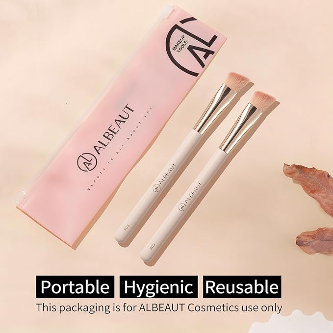 Angled Under Eye Concealer Brush for Liquid Cream Powder Brightening Concealer Trangle Small Nose Contour Foundation Makeup Brush 2-Pack