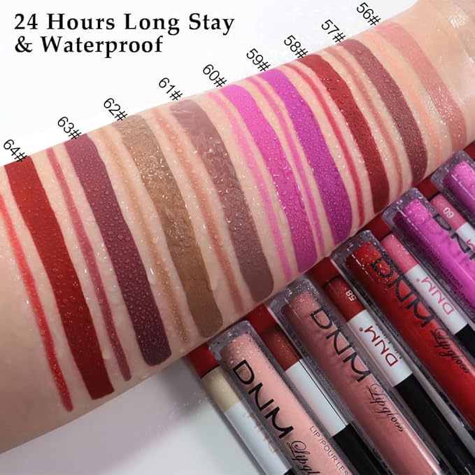 2Pcs Mauve Rose Matte Lip Liner and Lipstick Makeup Set, Mate Dusty Rose Lip Stain Lip Gloss Matt Liquid Lipstick 24H Long Lasting lapiz labiales mate 24 horas originales larga duracion (63#)