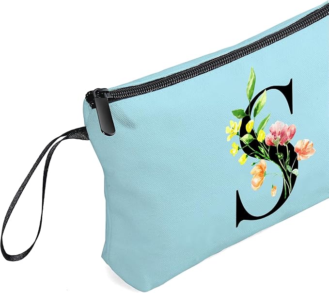 Women Birthday Unique Bride to be Bridal Shower Initial Gifts for Mom Sister Friend Her Teacher Aunt Makeup Cosmetic Bag with Mirror Mothers Day Christmas Graduation S