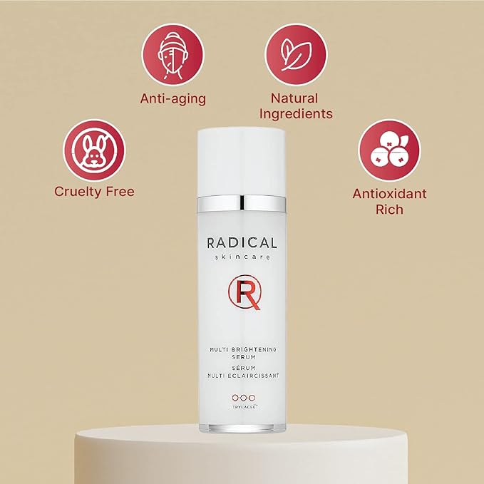 Radical Skincare Multi Brightening Serum - Fights 7 Causes of Uneven Skin Tone, Tightens & Brightens Skin - For All Skin Types Including Sensitive Skin - Paraben & Cruelty Free (1 oz)