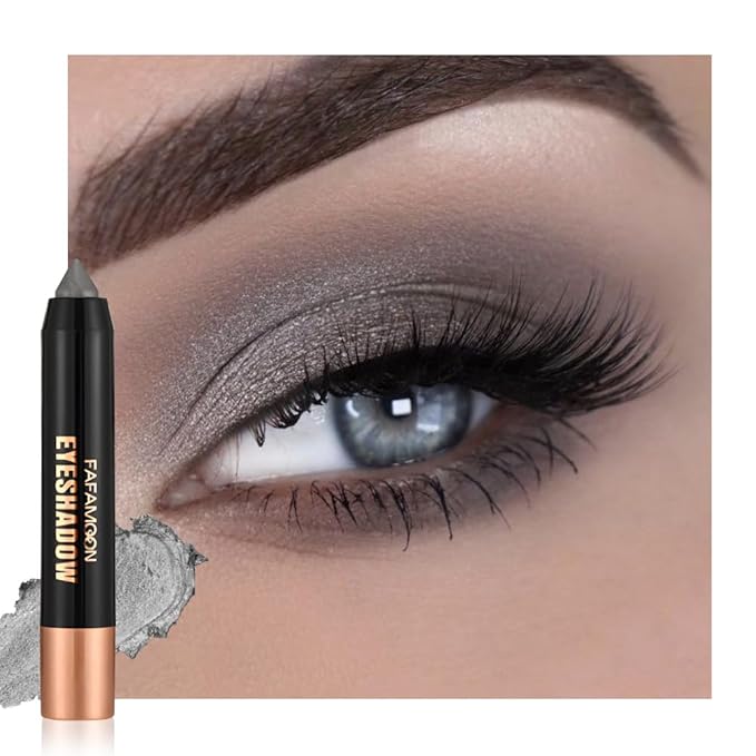 AMY'S DIARY Charcoal Gray Shimmer Eyeshadow Stick, Cream Eye Shadow Pencil Waterproof, Eyeshadow Crayon Pen Eye Brightener Stick for Eyes Highlighter