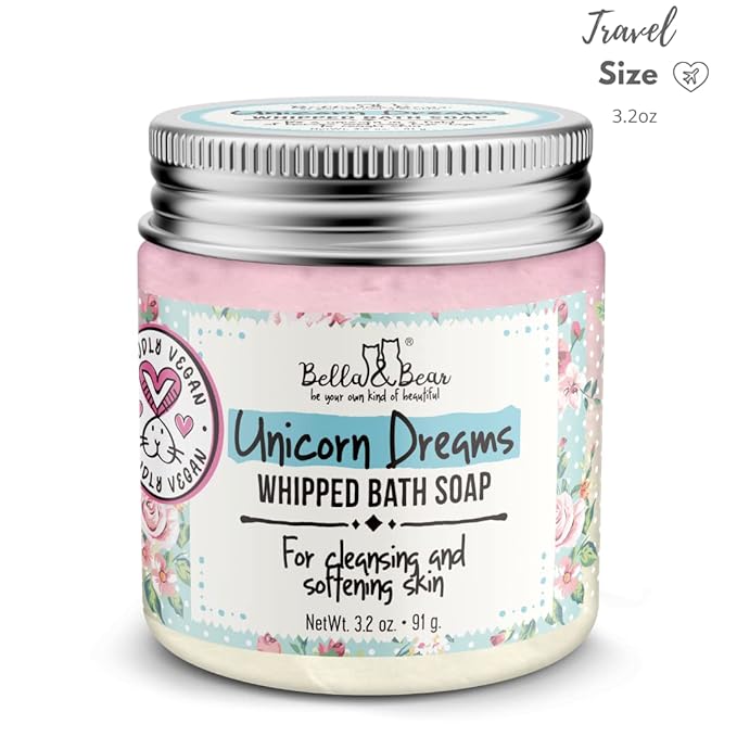 Bella & Bear Unicorn Dreams Whipped Bath Soap - Travel Size 3.2oz mango & pineapple with a hint of vanilla