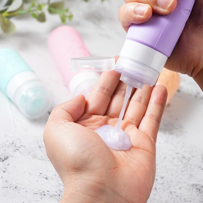 18 Pack travel Bottles for Toiletries, TSA Approved Silicone Travel Containers Leak Proof Refillable Travel Accessories for Shampoo Conditioner Lotion Body Wash(Multicolored C)