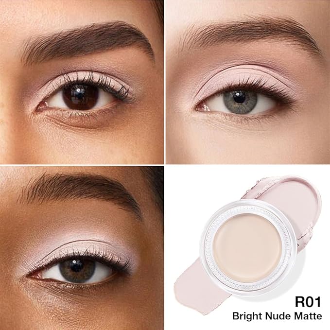 Single Cream Bright Nude Matte Eyeshadow Palette Makeup, Natural Single Mini Instant Holographic Eyeshadow For Women, Sombras Crema Para Ojos, Talc, Paraben & Cruelty Free, R01