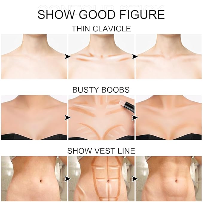 6 Colors Cream Contour Stick Makeup Kit, Shades with Highlighter, Blush and Double-End Bronzer Contour Stick for Sculpt the Cheeks, Long Lasting, Waterproof, Matte & Dewy Finish (SET B)