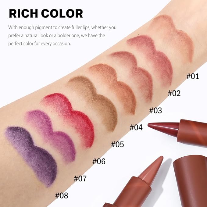 2in1 Gradient Lip Liner & Lipstick Combo,Matte Longwear Waterproof Lip Pencil with Cone Tip,Smudge Proof Crayon,Ombre Contour,Women's Long Lasting Makeup Set-(04#Cinnamon Spice+05#Caramel Latte)