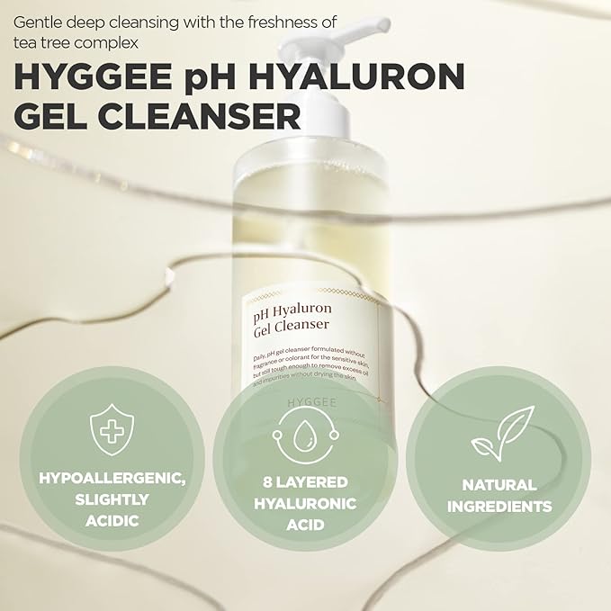 pH Hyaluron Gel Cleanser - Hyaluronic Acid Hydrating Face Wash - pH Balancing Formula for All Skin Types - Hypoallergenic Mild Makeup Cleansing Gel, 6.76 fl.oz.