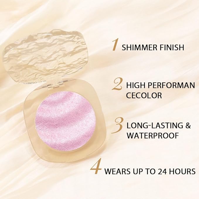 Pink Cream Glitter Shimmer Metallic Eyeshadow Palette Makeup, Natural Single Mini Instant Holographic Eyeshadow For Women, Sombras Crema Para Ojos, Talc, Paraben & Cruelty Free