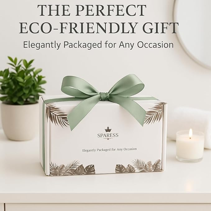 Self Care Unique Organic Spa Set for Teens, Women – Eco Friendly Box with Bamboo Makeup Brush, Wooden Jade Roller & Soft Face Towel – Natural Vegan Gift Box for Birthdays, Holidays & Relaxing Spa Day