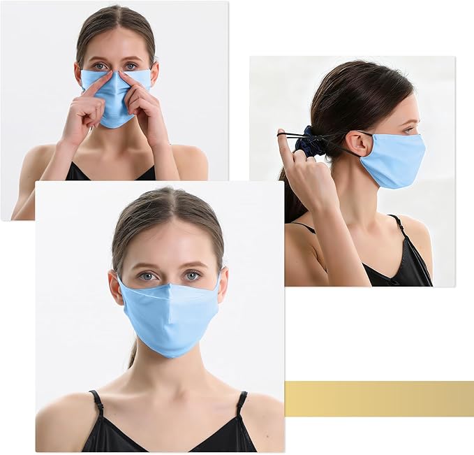 ZIMASILK 100% 22 Momme Mulberry Silk Face Mask for Men & Women, Reusable and Breathable Mouth Cover with Elastic strap