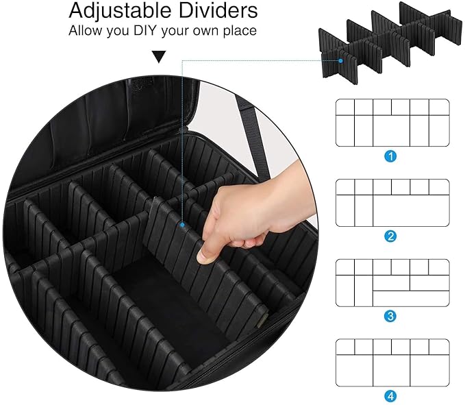 Large Capacity Makeup Case 3 Layers Cosmetic Organizer Brush Bag with Four Small Bag,Barber Hairdresser Train Case Makeup Artist Box Nail Polish Organizer