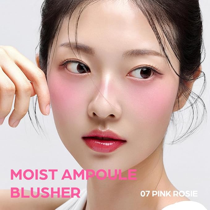 House of Hur Moist Ampoule Blusher with 50% Moisture Essence | Hydrating & Long-Lasting Blush | 0.68fl.oz (9 Shades) - Pink Rosie