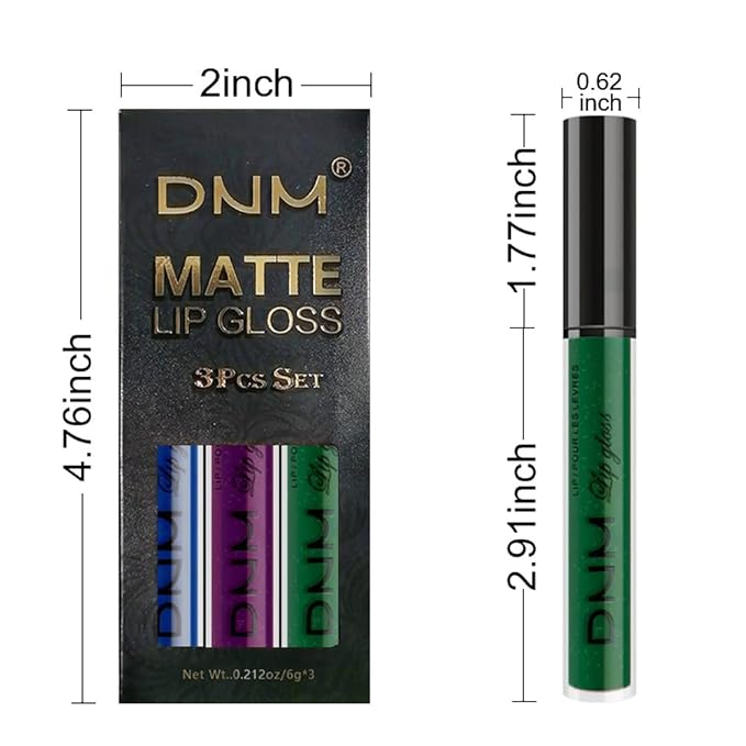 AMY'S DIARY Blue Green Dark Purple Matte Plum Liquid Lipstick 3Pcs Sets,24-hour Lipstick Long Lasting Permanent L Magic Lipstick Waterproof Lip Stain 24 Smudge Waterproof for Women (Set21)